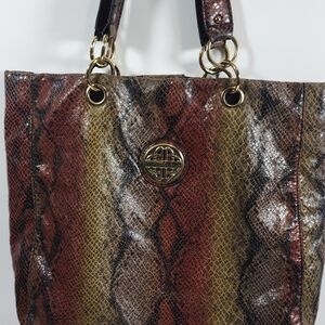 Kate Landry Large Tote Shoulder Bag Multicolor Faux Reptile Snake